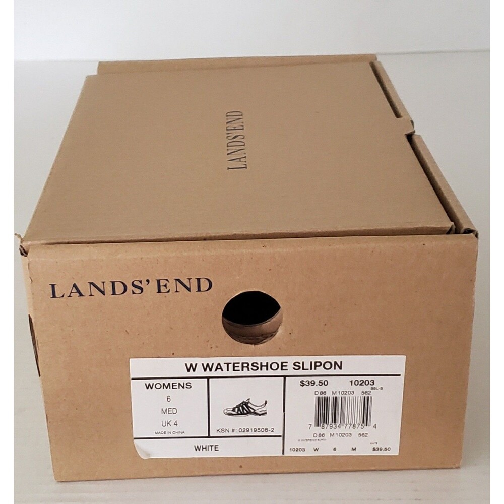 NEW Lands End Womens 6 Med White Blue Mesh Slip-on Athletic Water Shoes W Box - Picture 13 of 16